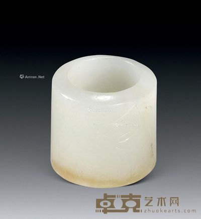 清 山水人物白玉扳指 内径1.9cm;2.5×2.6×1.9cm