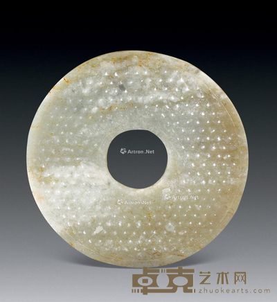 明或更早 蒲纹玉璧 径8.5cm