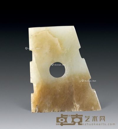 明或更早 白玉亚形配 4.5×3.5×0.6cm