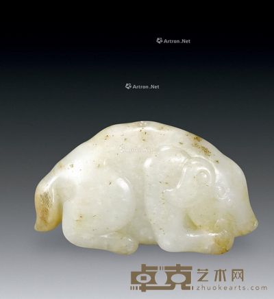 明 白玉猪 6.3×2.3×3.6cm