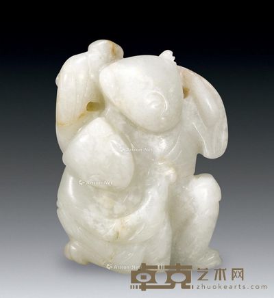 清 和合二仙玉把件 3.9×2×5.3cm