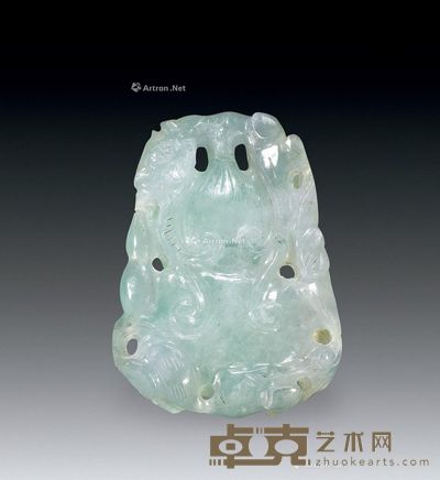 清 翡翠冰糯种飘兰花葫芦挂件 --