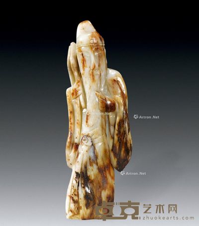 明 白玉人 17×6×3cm