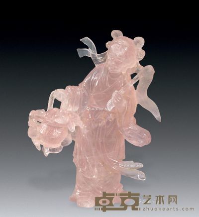 清 芙蓉石麻姑献寿 高17cm