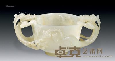 明或更早 白玉双龙杯 10.5×高4.7cm