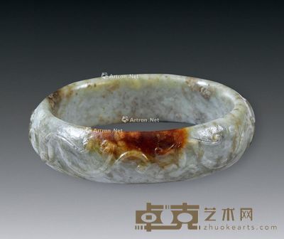 明 和田钉金沁五龙手镯 内圈6.1cm