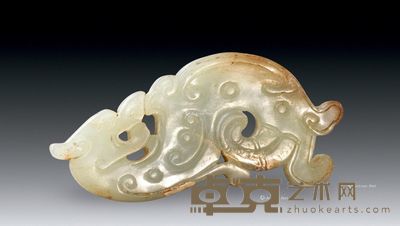清 和田玉龙型珮 8.3×4×0.65cm