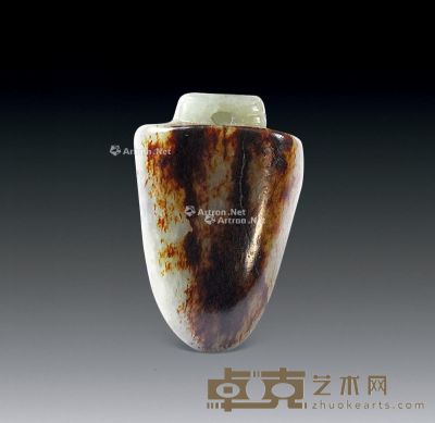 明 枣红皮和田青玉鸡心玉珮 4.7×3.1×1.8cm
