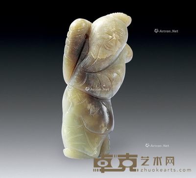 清 和田青玉寿星 7.4×4.1×2.5cm