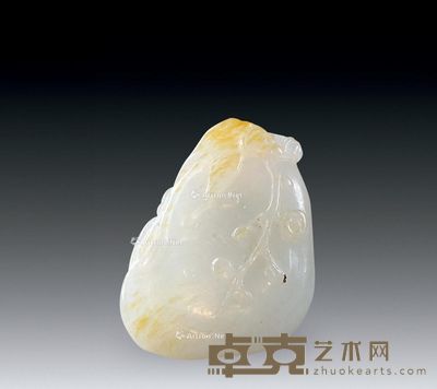 清 和田白玉灵芝珮 3.5×2.5×0.7cm