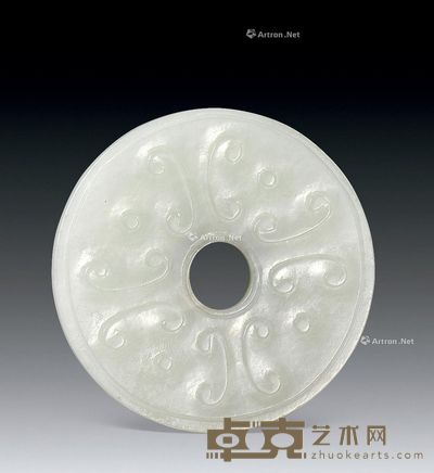 清 和田白玉蝠纹壁 5.3×0.45cm