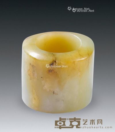 清 和田白玉红皮素扳指 3.4×3.1cm