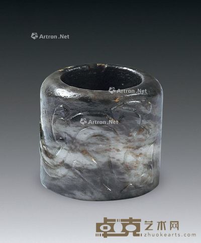 清 和田水银沁龙纹扳指 3.2×2.9cm