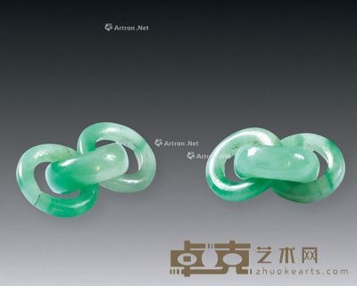 清 三连环翡翠耳环 （一对） --