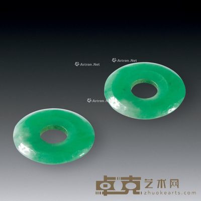 清 翡翠苹果绿耳坠 --