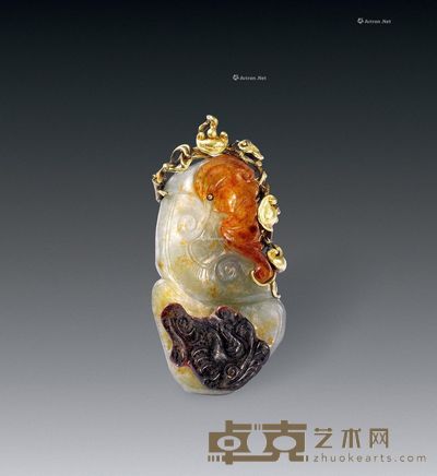 清 翡翠三色福寿如意佩 --