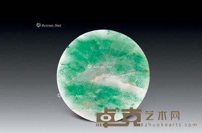 清 翡翠白底青烟碟 --