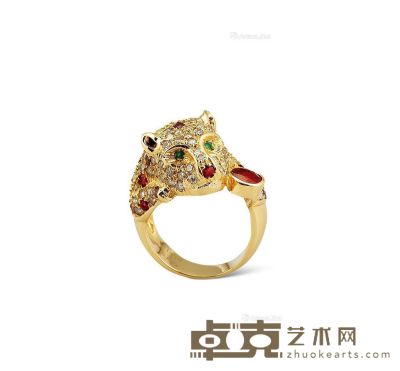 18K黄金豹头红宝石戒指 --