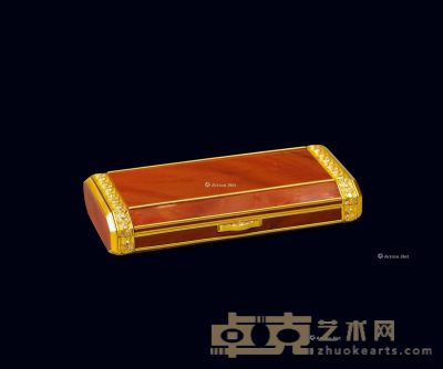 18k金卡地亚烧珊瑚珐琅中东皇室烟盒 --