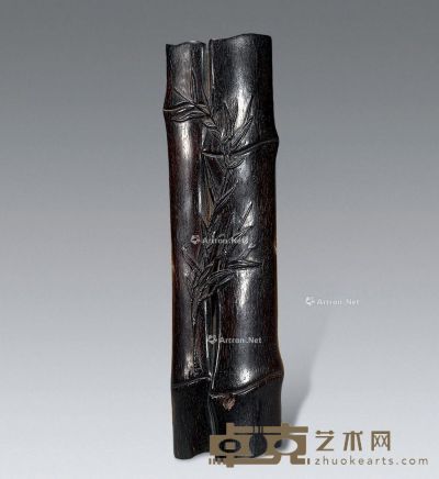 清 紫檀竹节形臂搁 2.5×6.7×2cm