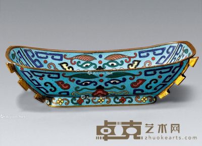 清 铜胎掐丝珐琅茶船 13.3cm