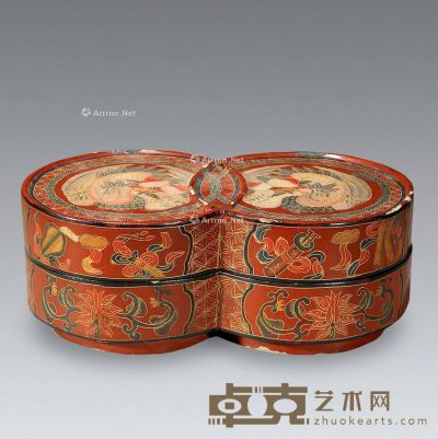 清 暗八仙鹤寿纹漆器盒 10×26.5cm