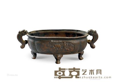 明 兽耳槽型四足炉 11×29×12.5cm