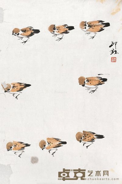 萧朗 麻雀写生 65×42cm