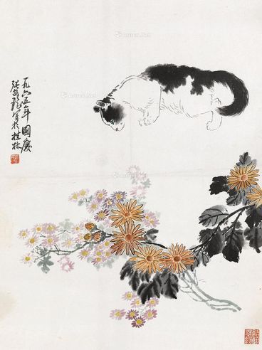 张家瑶 猫菊图