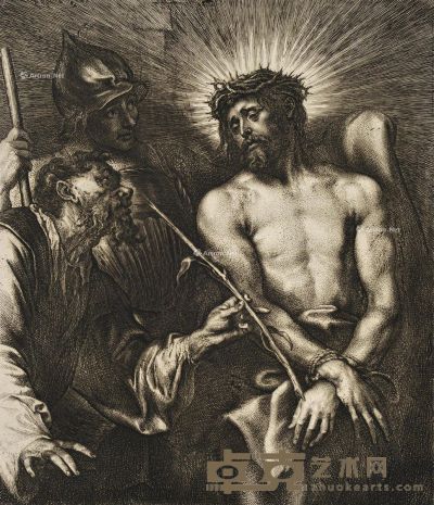 安东尼·凡·戴克 约17世纪 戴荆冠的耶稣 蚀刻铜版画 26×21cm