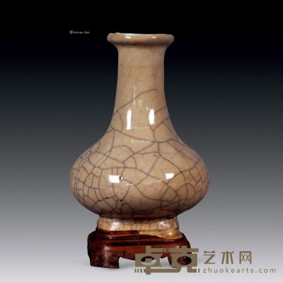 官窑蒜头瓶 高14cm