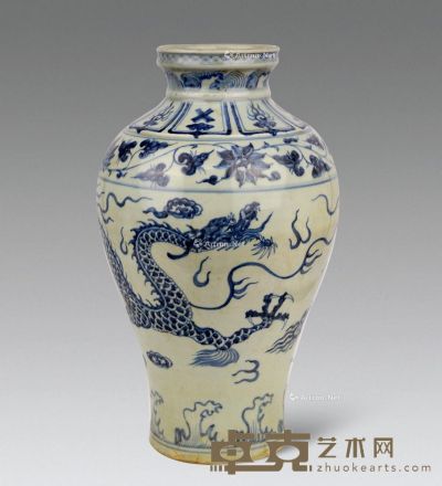 龙纹青花瓶 高42.2cm