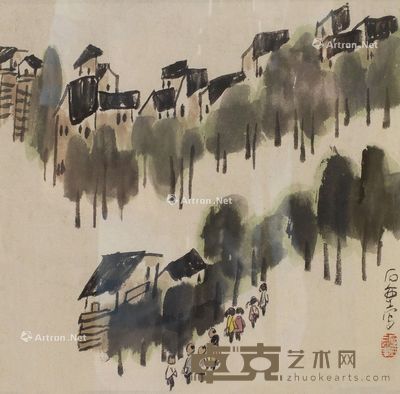 陈子庄 上学 28×19cm
