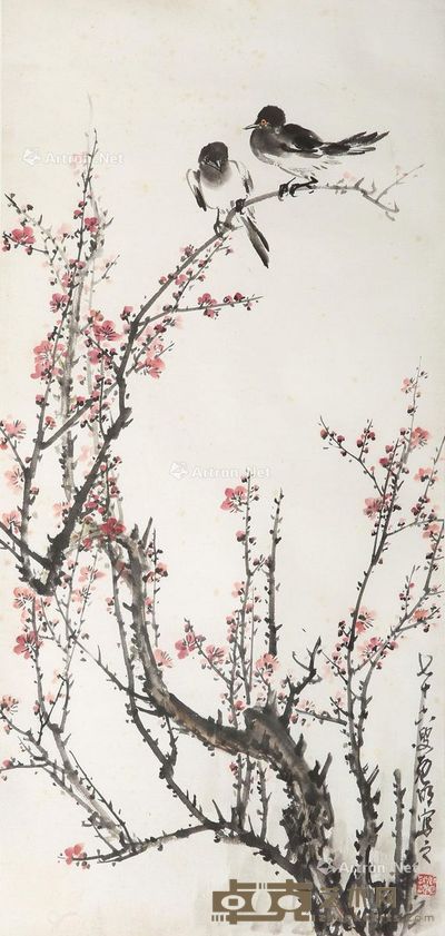刘既明 红梅小鸟 90×43cm
