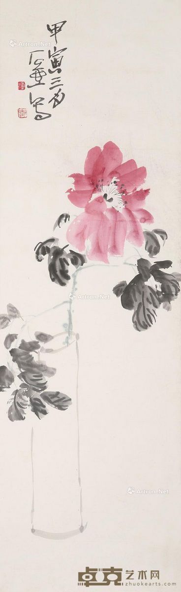 陈子庄 牡丹 104×33cm