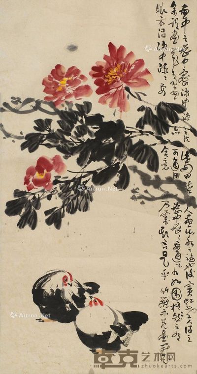 孙竹篱 花卉 128×67cm