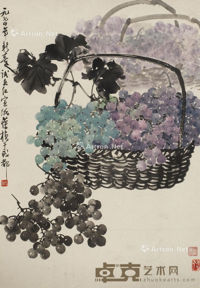 苏葆桢 篮子葡萄 67×47cm