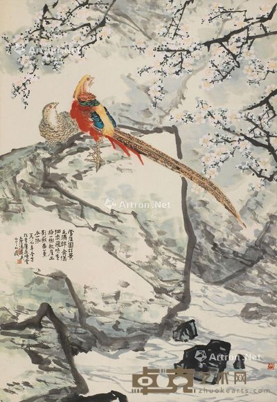 冯建吴 白梅锦鸡图 85×120cm