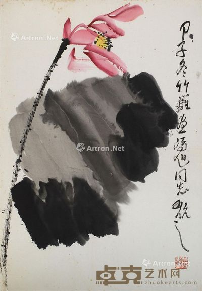 孙竹篱 荷花 67×45cm