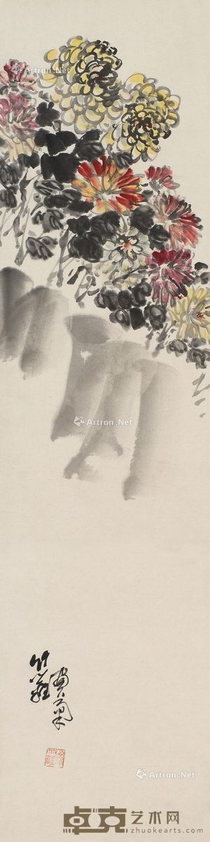 孙竹篱 菊花 138×34cm