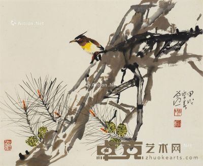 李道熙 松针小鸟 55×45cm