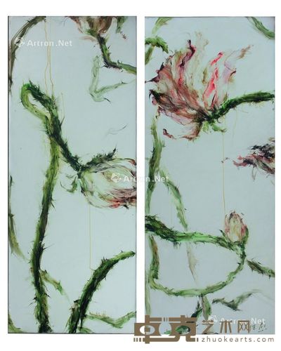 陈蔚 萎花 175×70cm×2