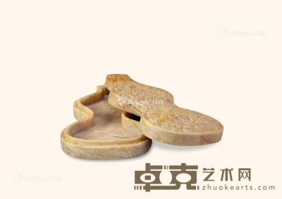 清 寿山石雕“大吉花卉”葫芦形盖盒 长15cm