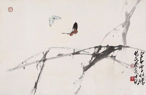 赵少昂 双蝶图