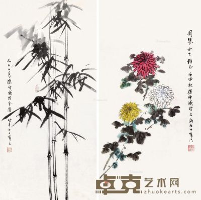 孙仲威 花卉 65×34cm×2