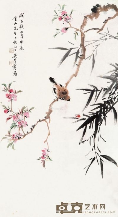 吴青霞 花鸟 68×37cm