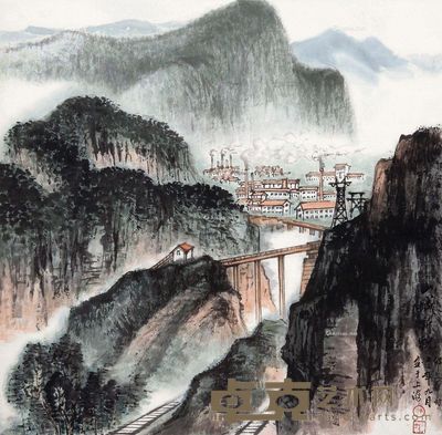 郁文华 山城新貌 56×56cm