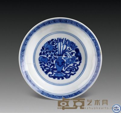 清雍正 青花平升三级碟 直径9cm