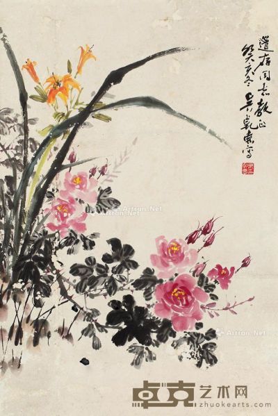 吴乾惠 花卉 68×45cm
