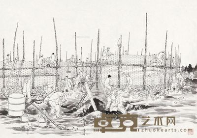 徐燕孙 建筑工地 44×61cm